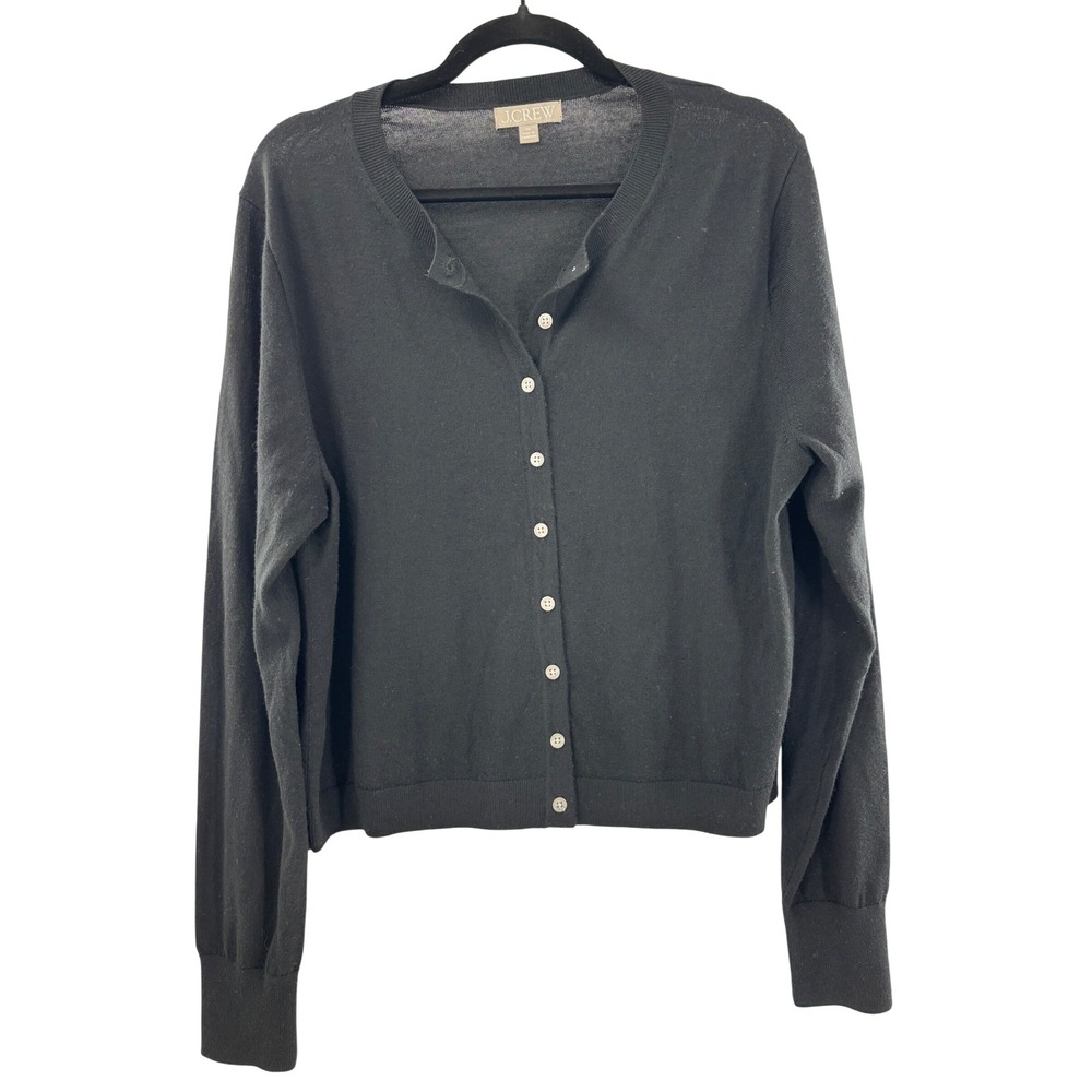 J. Crew Black Button Up Cardigan Sweater‎ Womens XL Long Sleeve V Neck